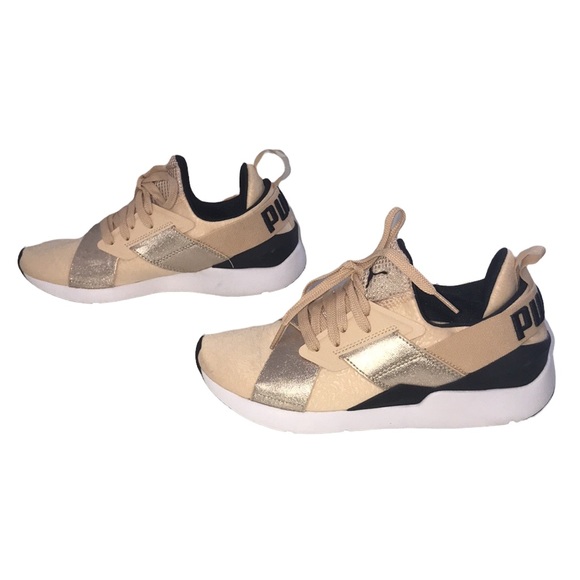 PUMA Muse Pink & Metallic Rose Gold Sneaker Running Shoes - Size 7.5 - Picture 4 of 12